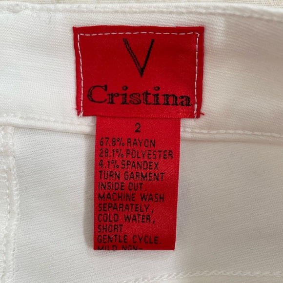 V Cristina Y2K White Skinny Jeans with Gold Embroidery Trim on Sides Size 2 - Picture 6 of 7